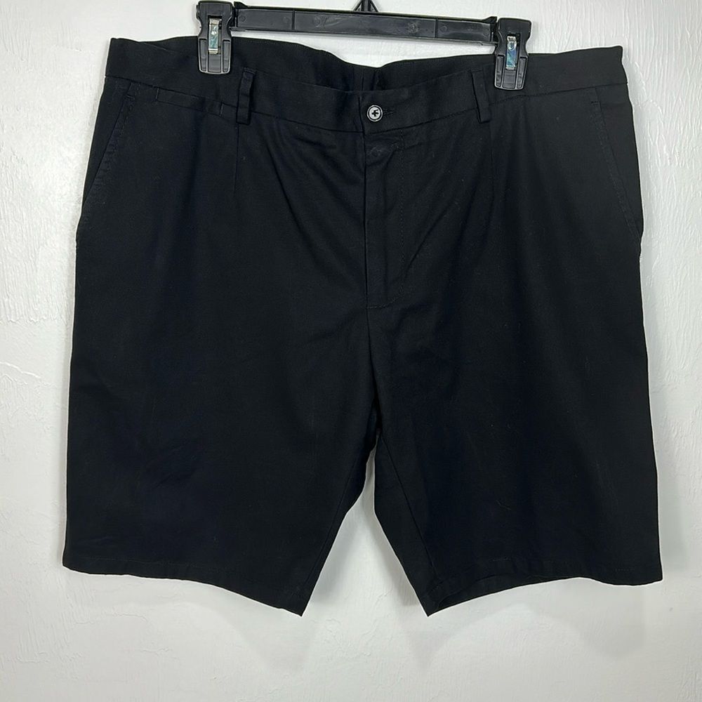 Dolce & Gabbana Cotton Blend Flat Front Chino Shorts In Black Size XL